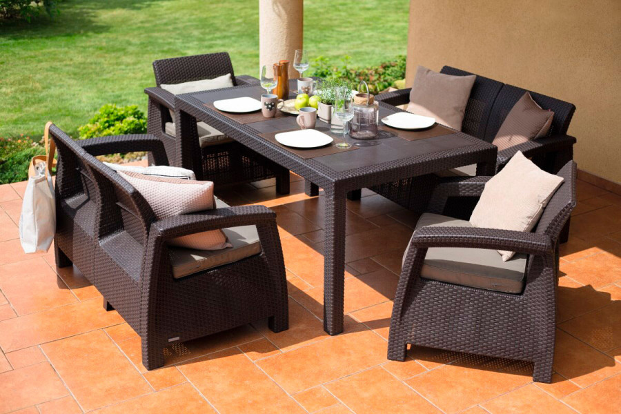 Комплект уличной мебели Keter Corfu Russia Fiesta | цвет: коричневый