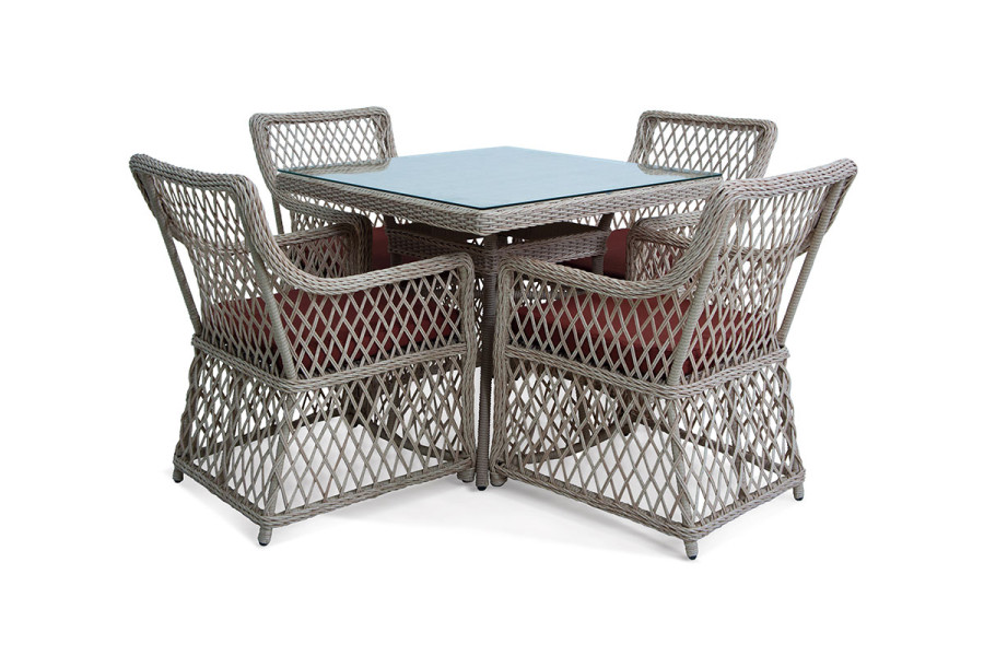 Комплект уличной мебели Mokka Villa Rosa (стол обеденный квадратный, 4 кресла)